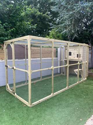 The Ellis Super Outdoor Cat House and Large Cat Run